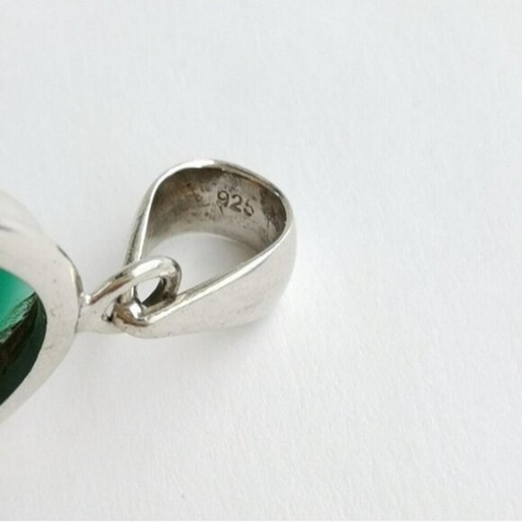 Large Oval Green Onyx Pendant Necklace 🆕 - Picture 6 of 7